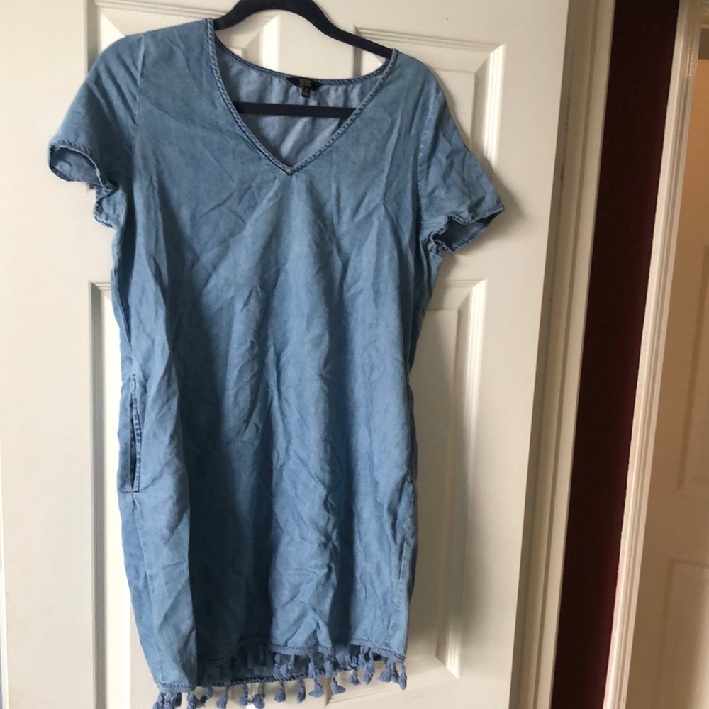 Boutique denim dress with tassels
